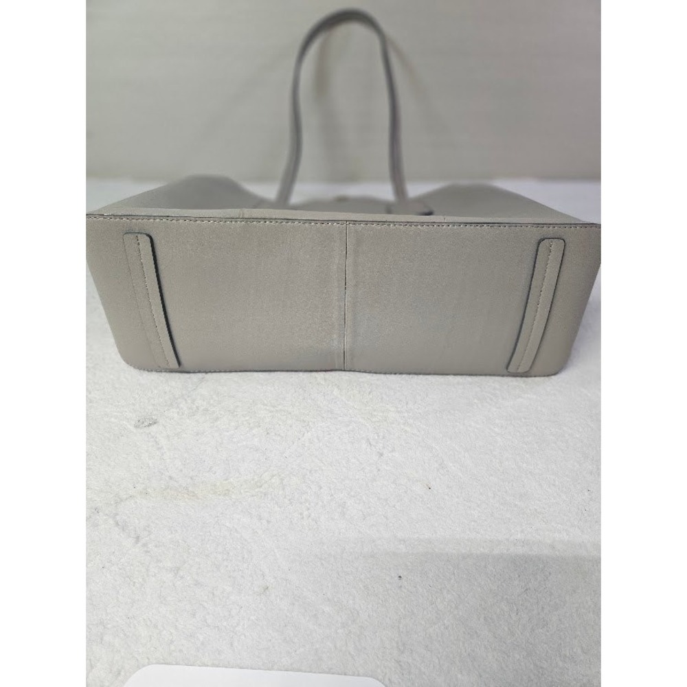 Antonio Melani Structured Gray Leather Tote Bag Blush Suede Interior - Picture 6 of 6